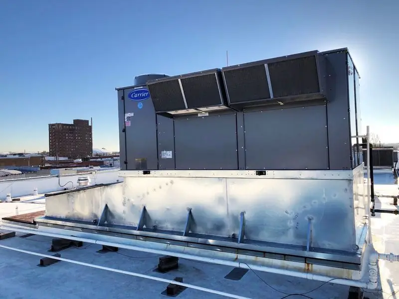 Carrier rooftop unit on a commercial roof